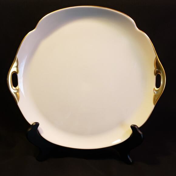 SALE Pickard China USA Ivory n Gold Square Handled Cake Plate 11 1/8 inch - Picture 6 of 9